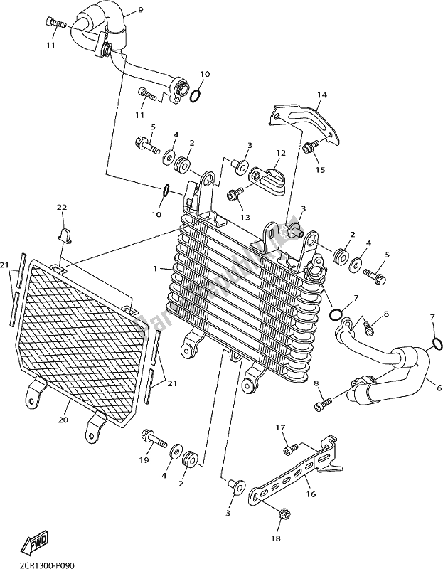 Toutes les pièces pour le Refroidisseur D'huile du Yamaha Yzf-r1 1000 2019