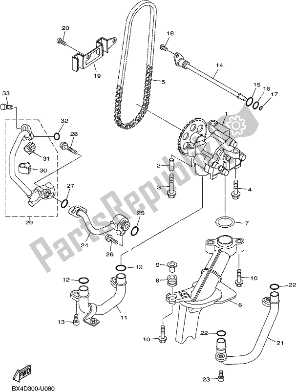 All parts for the Oil Pump of the Yamaha Yzf-r1 1000 2019