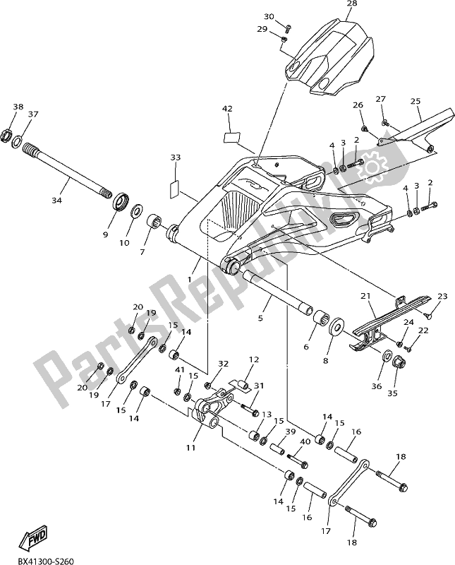 Todas as partes de Braço Traseiro do Yamaha Yzf-r1 1000 2019