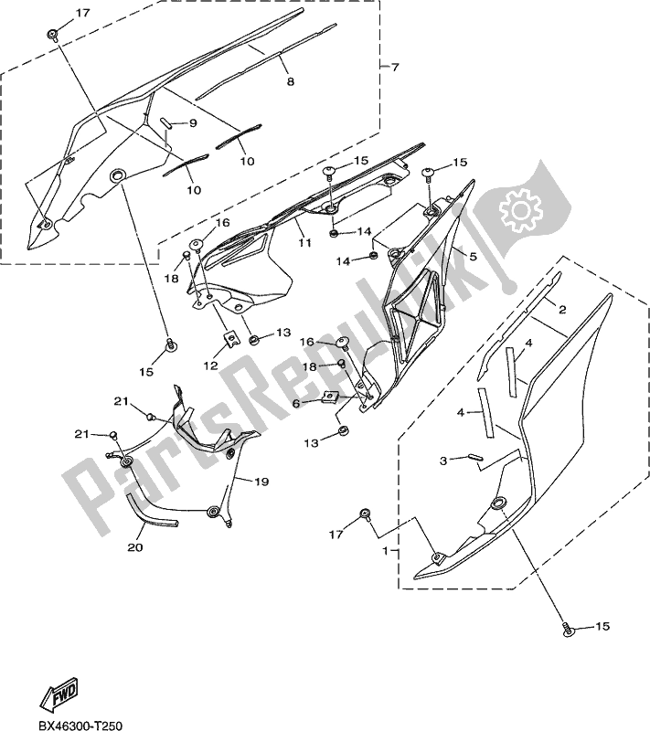 Alle onderdelen voor de Zijdeksel van de Yamaha Yzf-r1 1000 2019