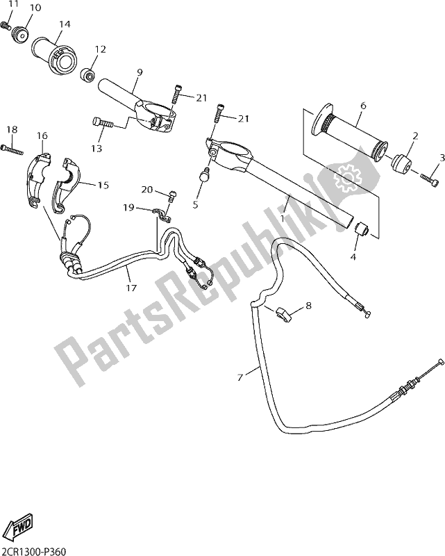 Alle onderdelen voor de Stuurhendel En Kabel van de Yamaha Yzf-r1 1000 2019