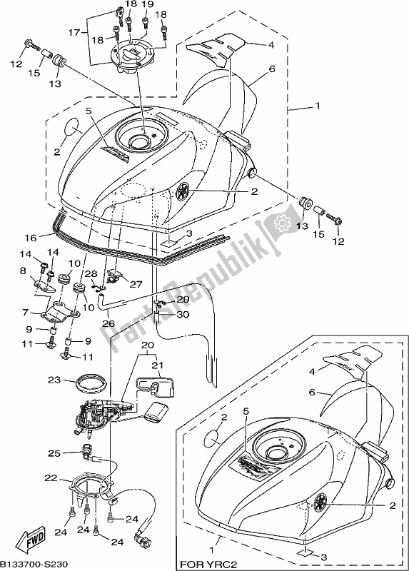 Toutes les pièces pour le Réservoir D'essence du Yamaha Yzf-r 15 125 2017