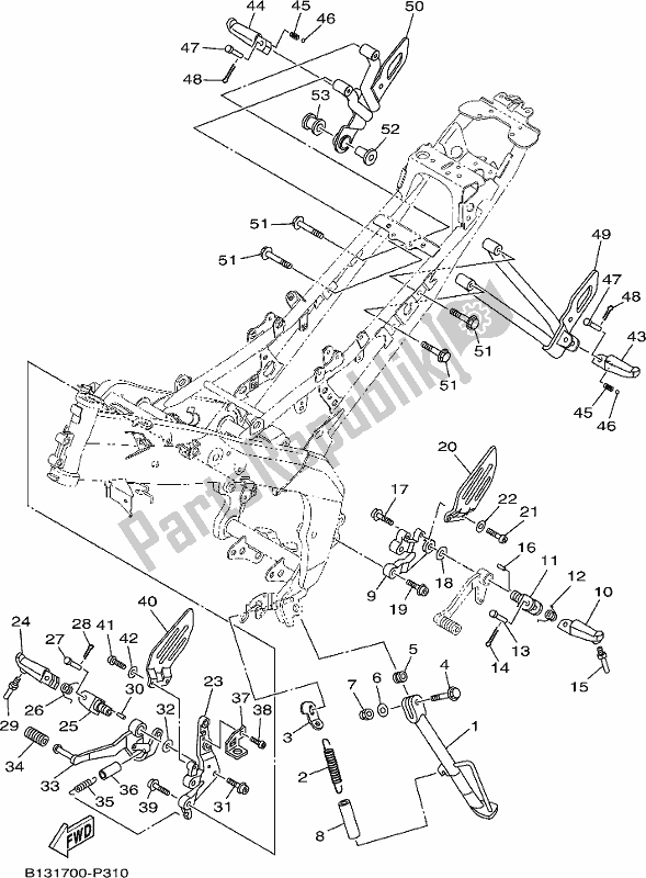 All parts for the Stand & Footrest of the Yamaha Yzf-r 15 125 2017