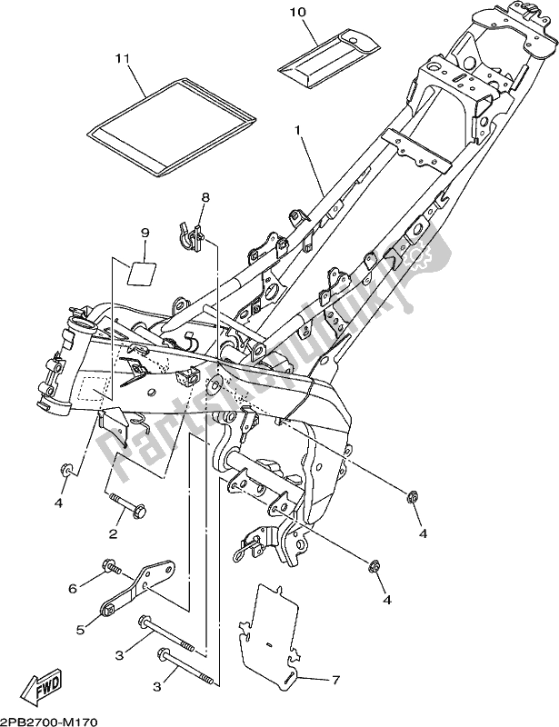 All parts for the Frame of the Yamaha Yzf-r 15 125 2018