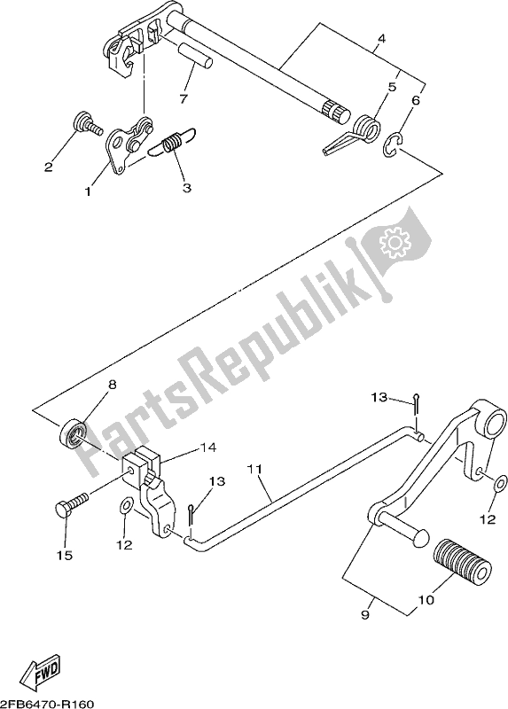 All parts for the Shift Shaft of the Yamaha Yzf-r 15 125 2018