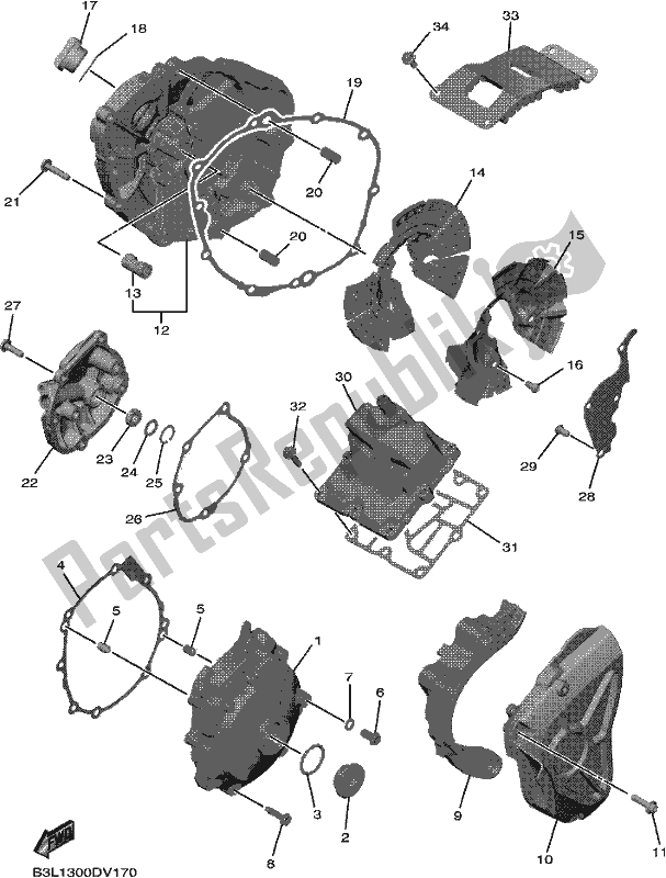 Toutes les pièces pour le Couvercle De Carter 1 du Yamaha Yzf-r1L YZF 1000L 2020