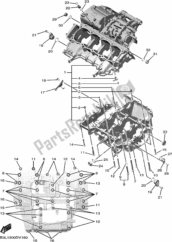 Todas las partes para Caja Del Cigüeñal de Yamaha Yzf-r1L YZF 1000L 2020