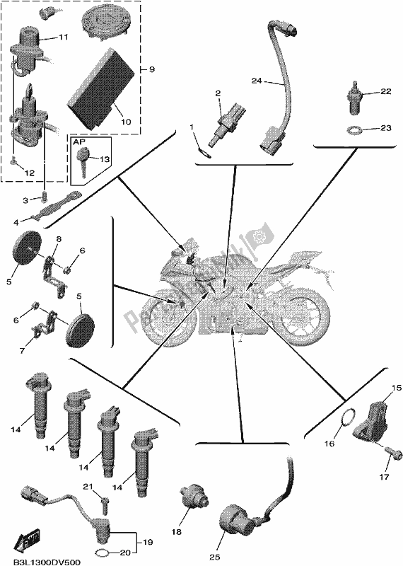 Todas las partes para Eléctrico 1 de Yamaha Yzf-r1L YZF 1000L 2020