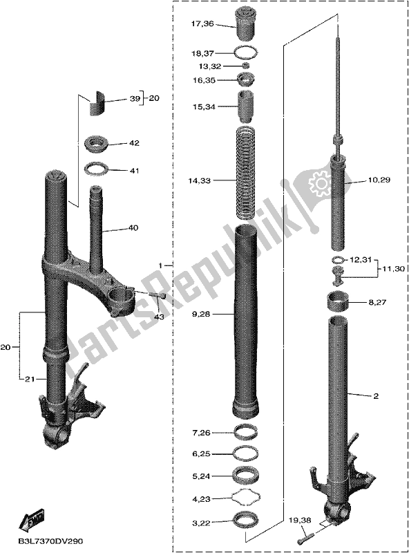 Todas las partes para Tenedor Frontal de Yamaha Yzf-r1L YZF 1000L 2020