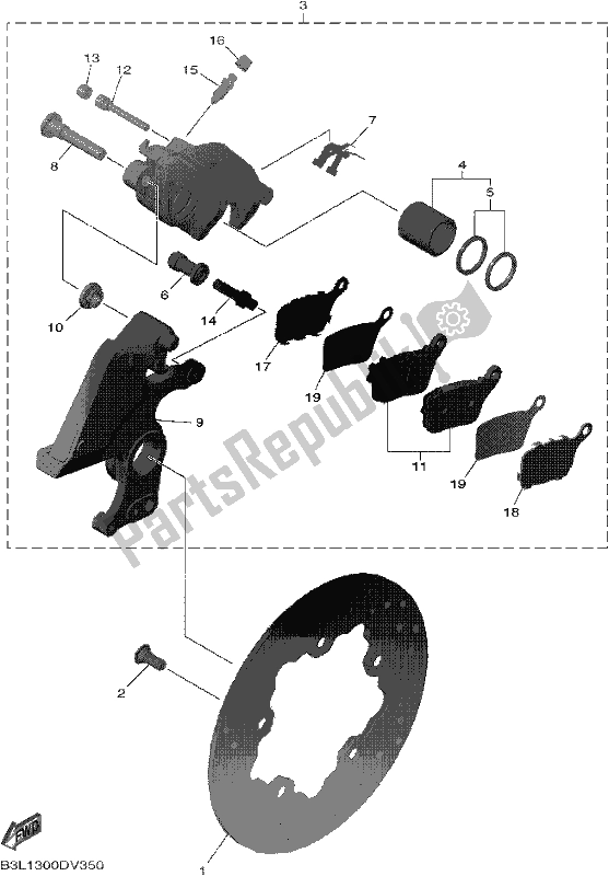 Todas las partes para Pinza De Freno Trasero de Yamaha Yzf-r1L YZF 1000L 2020