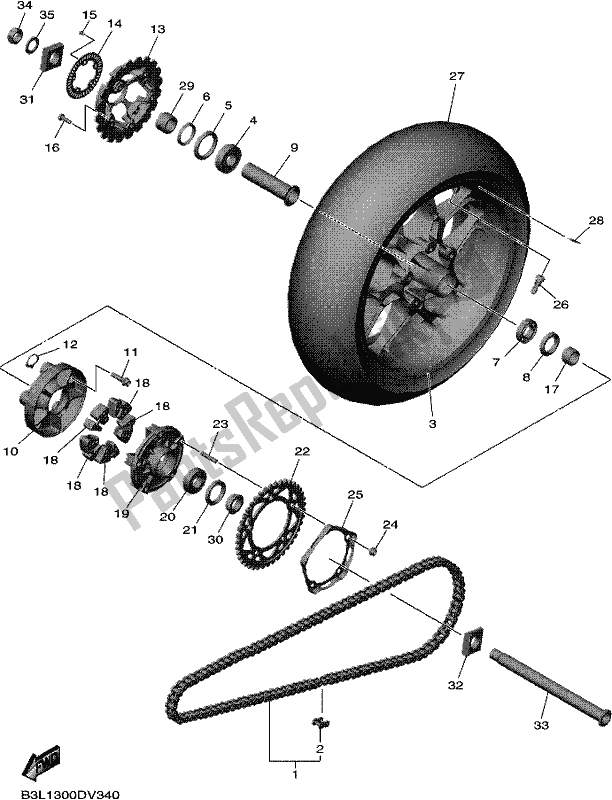 Todas las partes para Rueda Trasera de Yamaha Yzf-r1L YZF 1000L 2020