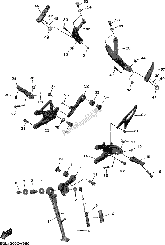 Todas as partes de Suporte E Apoio Para Os Pés do Yamaha Yzf-r1L YZF 1000L 2020