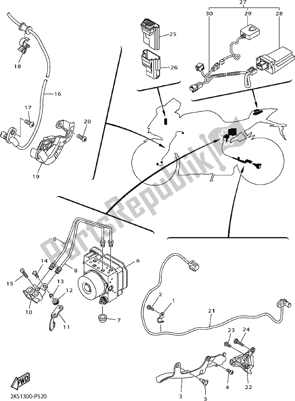 Alle onderdelen voor de Elektrisch 3 van de Yamaha Yzf-r1M 1000 2017