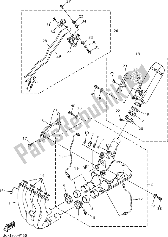 Toutes les pièces pour le échappement du Yamaha Yzf-r1M 1000 2017