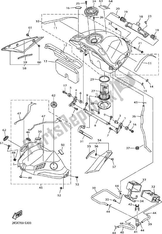 All parts for the Fuel Tank of the Yamaha Yzf-r1M 1000 2017