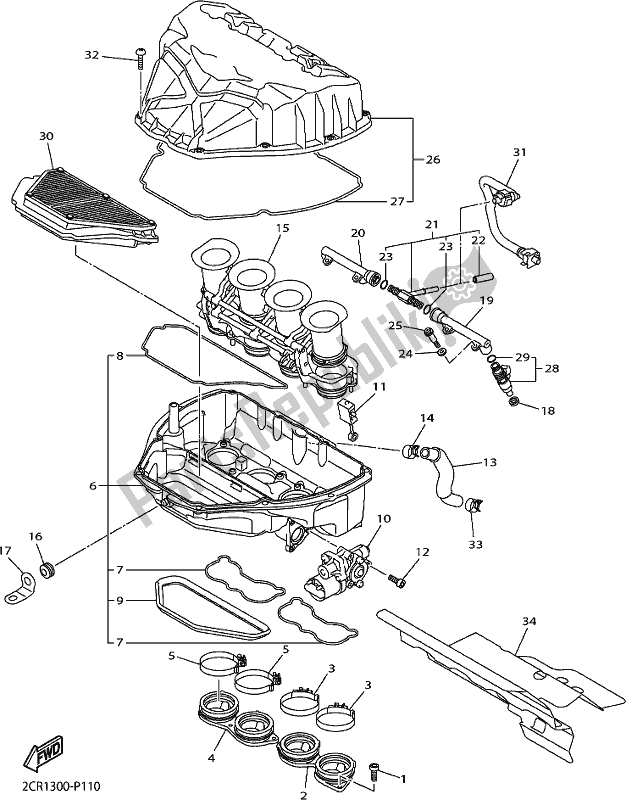 All parts for the Intake of the Yamaha Yzf-r1M 1000 2017