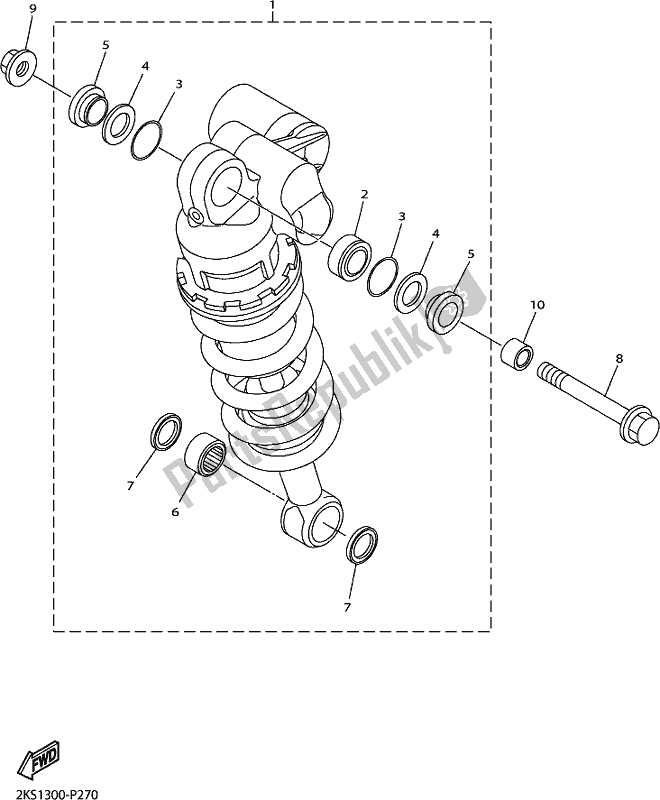 All parts for the Rear Suspension of the Yamaha Yzf-r1M 1000 2017