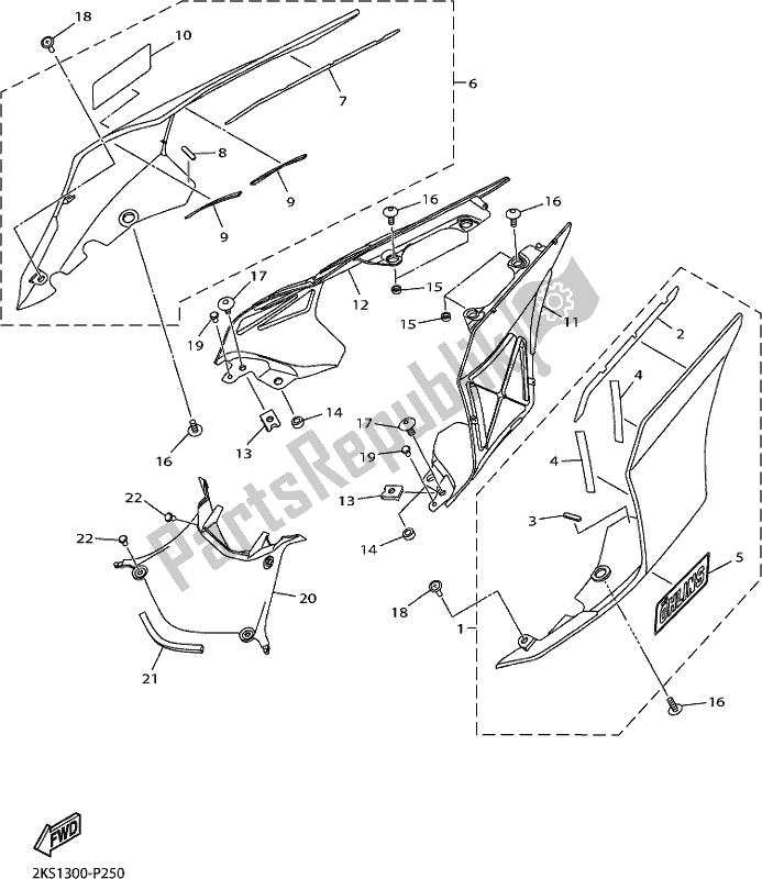 All parts for the Side Cover of the Yamaha Yzf-r1M 1000 2017