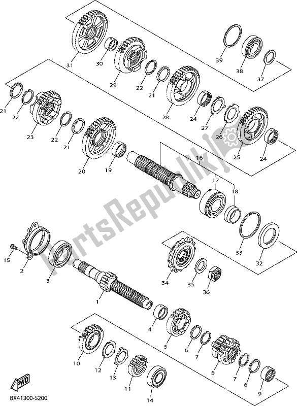 All parts for the Transmission of the Yamaha Yzf-r1M 1000 2017