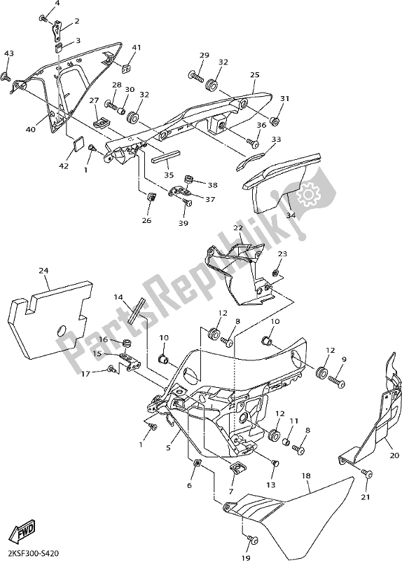 All parts for the Cowling 3 of the Yamaha Yzf-r1M 1000 2018