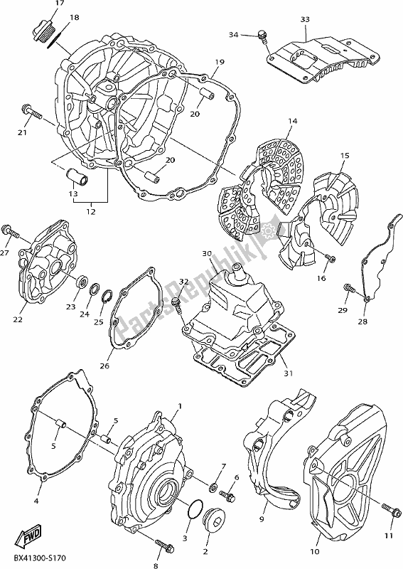 All parts for the Crankcase Cover 1 of the Yamaha Yzf-r1M 1000 2018