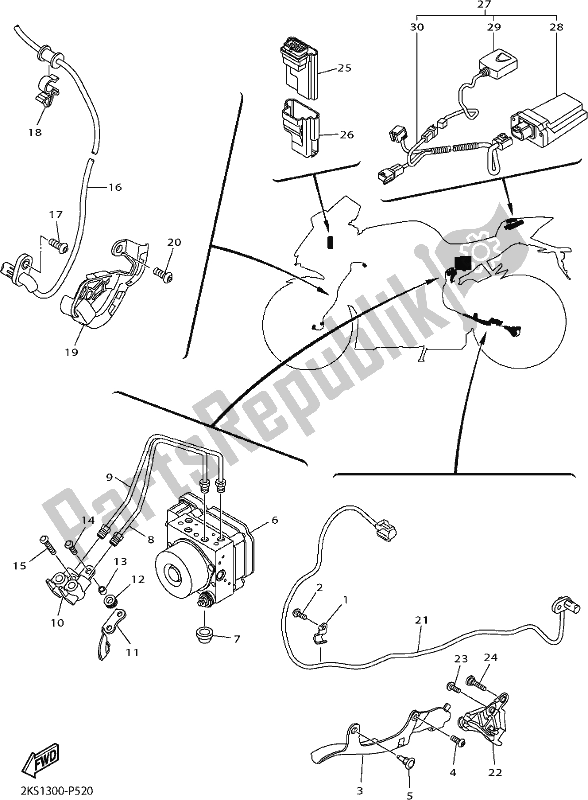 All parts for the Electrical 3 of the Yamaha Yzf-r1M 1000 2018