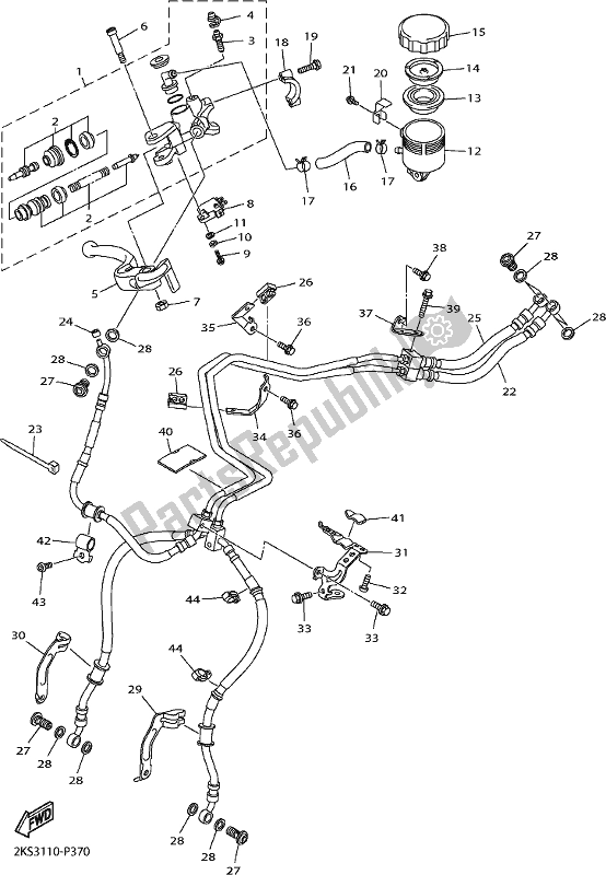 Alle onderdelen voor de Voorste Hoofdcilinder van de Yamaha Yzf-r1M 1000 2018