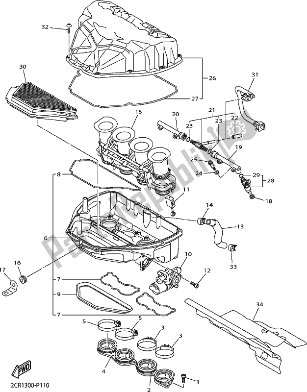 All parts for the Intake of the Yamaha Yzf-r1M 1000 2018