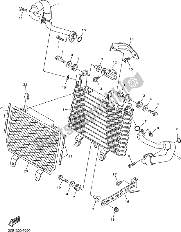 All parts for the Oil Cooler of the Yamaha Yzf-r1M 1000 2018