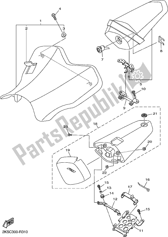 All parts for the Seat of the Yamaha Yzf-r1M 1000 2018