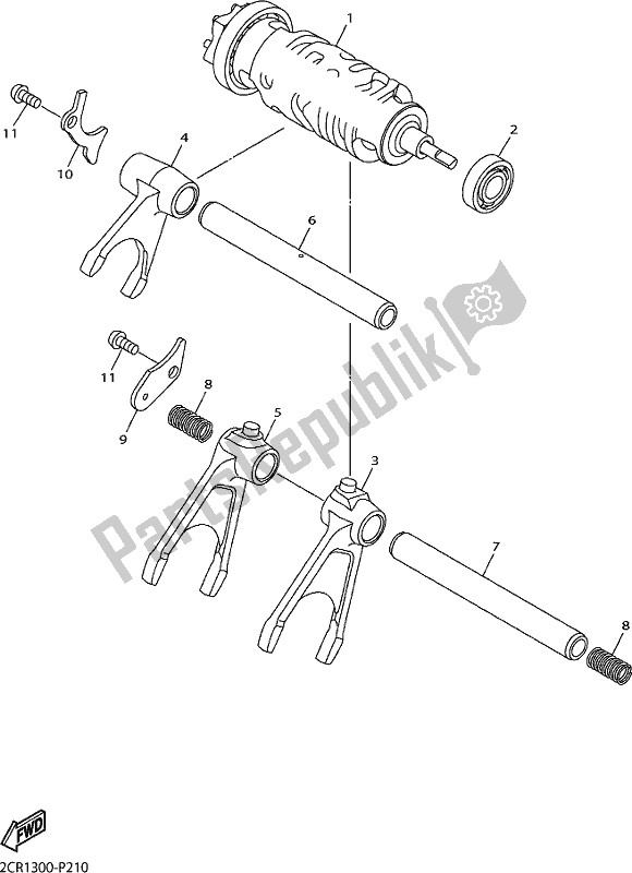 All parts for the Shift Cam & Fork of the Yamaha Yzf-r1M 1000 2018