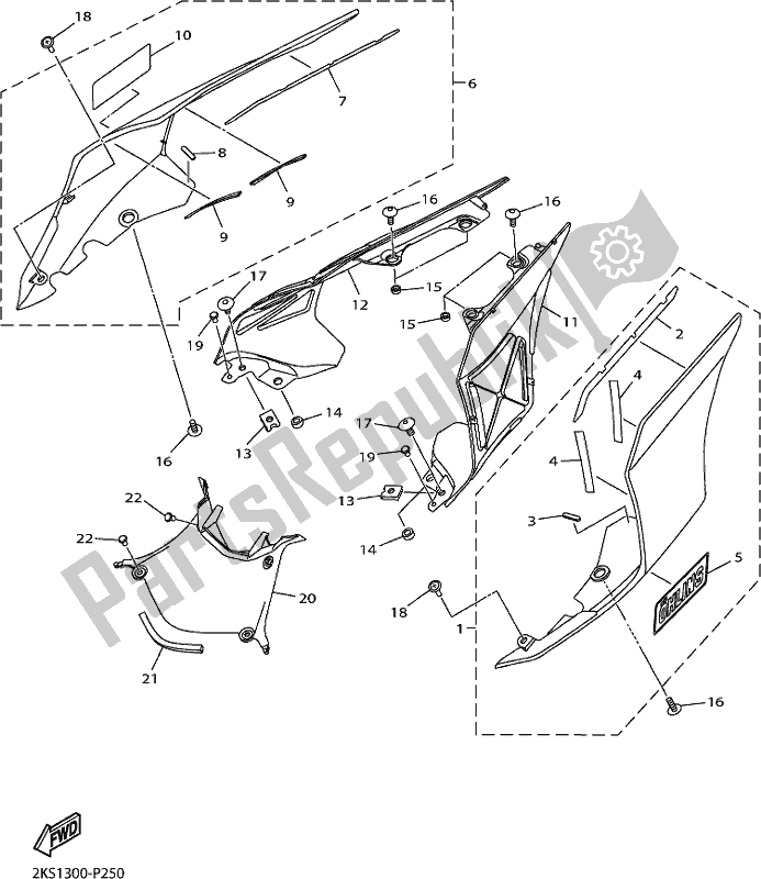 Wszystkie części do Boczna Ok? Adka Yamaha Yzf-r1M 1000 2018