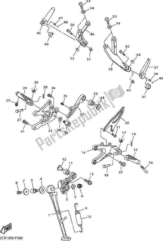 All parts for the Stand & Footrest of the Yamaha Yzf-r1M 1000 2018