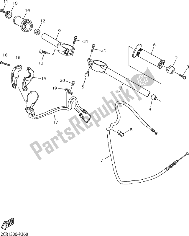 All parts for the Steering Handle & Cable of the Yamaha Yzf-r1M 1000 2018