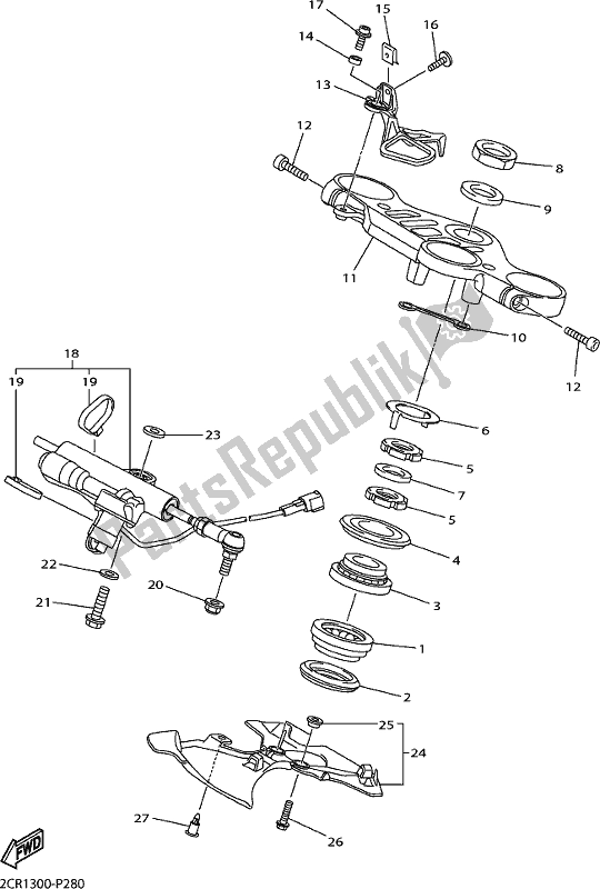 All parts for the Steering of the Yamaha Yzf-r1M 1000 2018