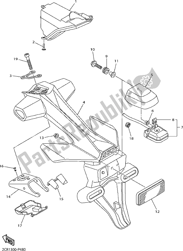 Todas as partes de Luz Traseira do Yamaha Yzf-r1M 1000 2019