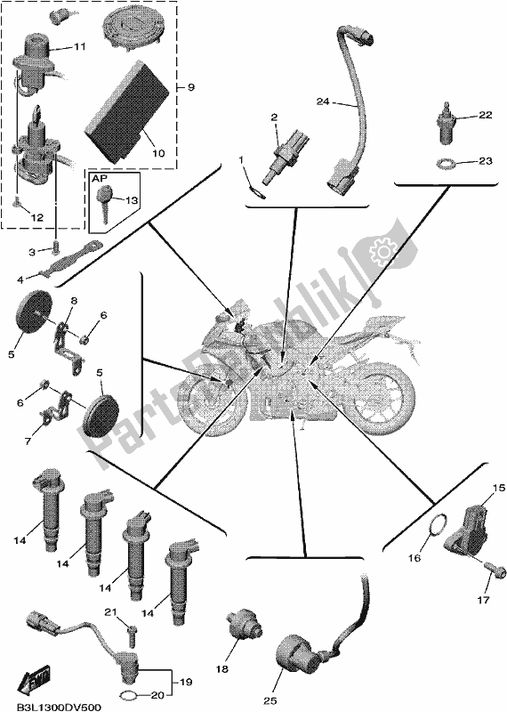 Wszystkie części do Elektryczny 1 Yamaha Yzf-r1M YZF 1000M 2021