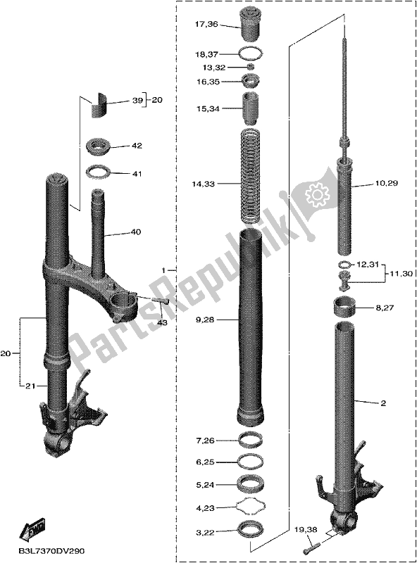 Toutes les pièces pour le Fourche Avant du Yamaha Yzf-r1M YZF 1000M 2021