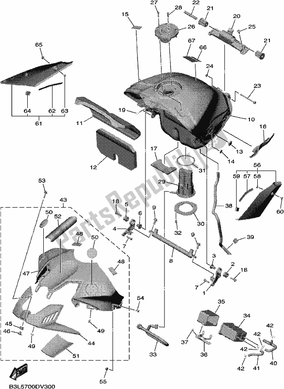 Wszystkie części do Zbiornik Paliwa Yamaha Yzf-r1M YZF 1000M 2021