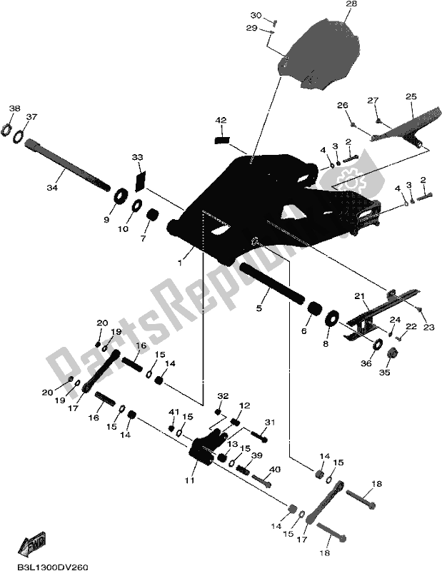 Toutes les pièces pour le Bras Arrière du Yamaha Yzf-r1M YZF 1000M 2021