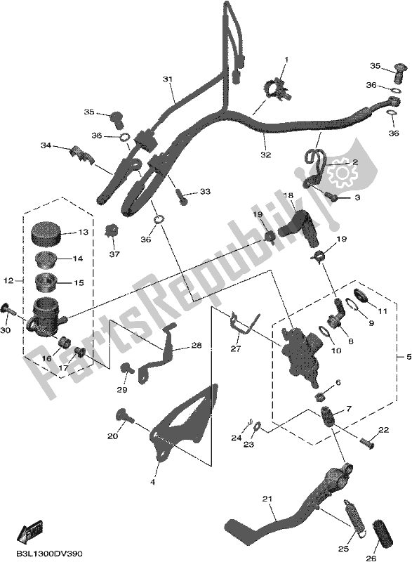 Wszystkie części do Tylny Cylinder G?ówny Yamaha Yzf-r1M YZF 1000M 2021