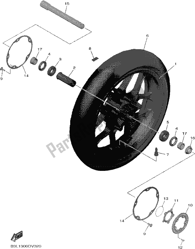 Alle onderdelen voor de Voorwiel van de Yamaha Yzf-r1 ML YZF 1000 DL 2020