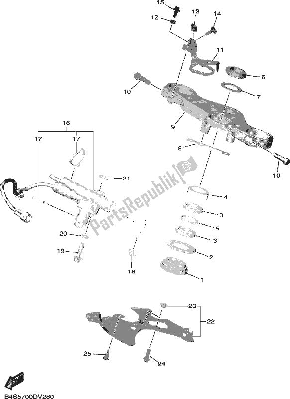 Todas as partes de Direção do Yamaha Yzf-r1 ML YZF 1000 DL 2020