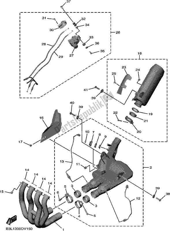 Todas as partes de Escape do Yamaha Yzf-r1 MM YZF 1000 DM 2021