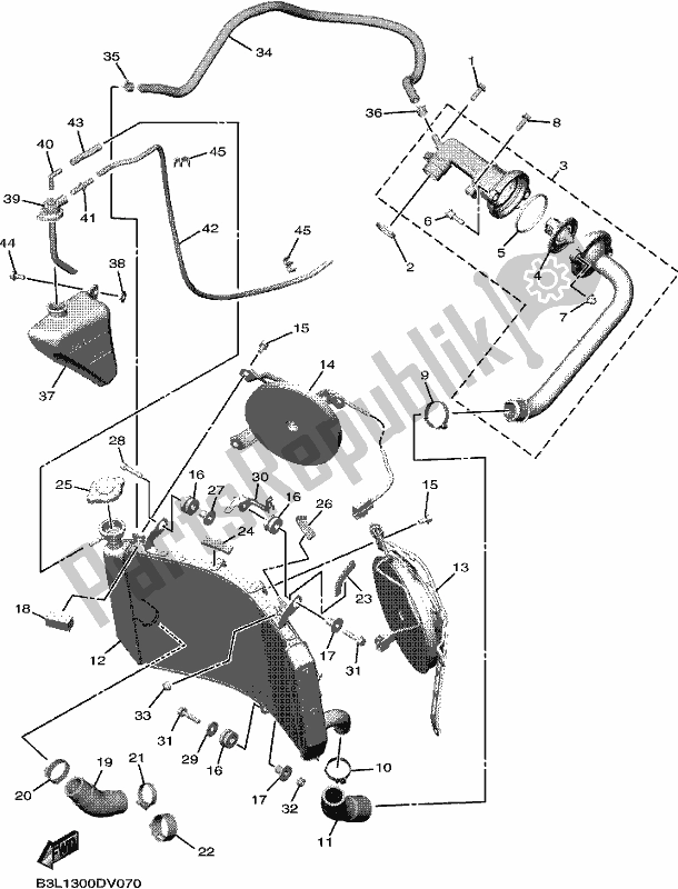 Alle onderdelen voor de Radiator Slang van de Yamaha Yzf-r1 MM YZF 1000 DM 2021