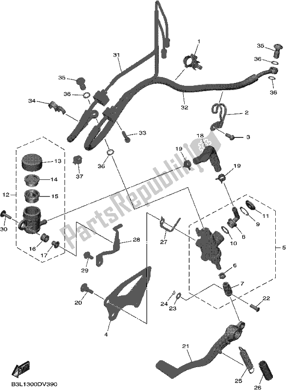 Todas as partes de Cilindro Mestre Traseiro do Yamaha Yzf-r1 MM YZF 1000 DM 2021