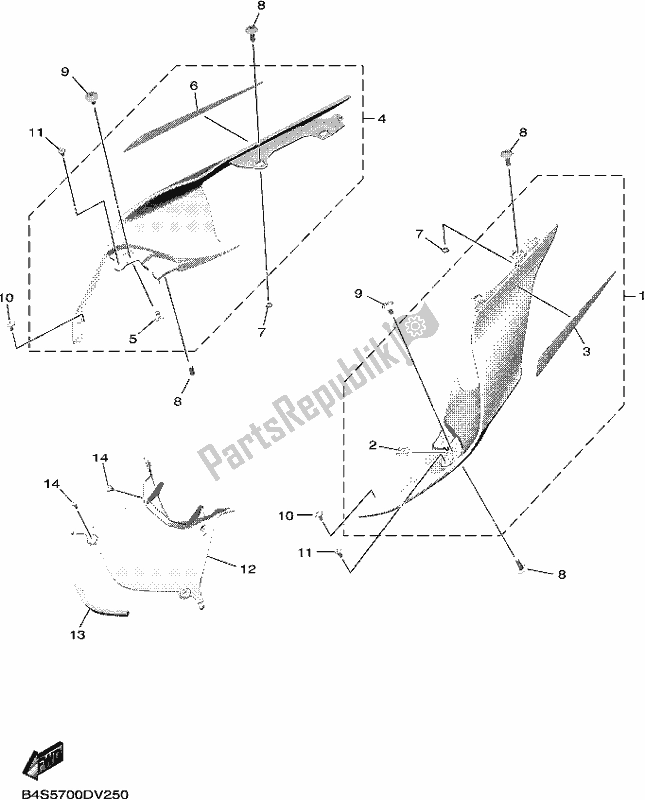 Toutes les pièces pour le Couvercle Latéral du Yamaha Yzf-r1 MM YZF 1000 DM 2021