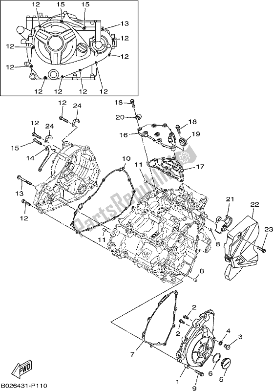 All parts for the Crankcase Cover 1 of the Yamaha Yzf-r3A 300 2017