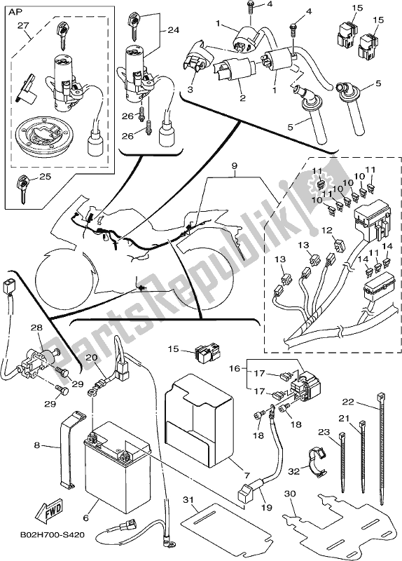 All parts for the Electrical 1 of the Yamaha Yzf-r3A 300 2017