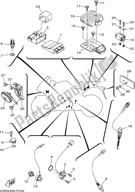 All parts for the Electrical 2 of the Yamaha Yzf-r3A 300 2017